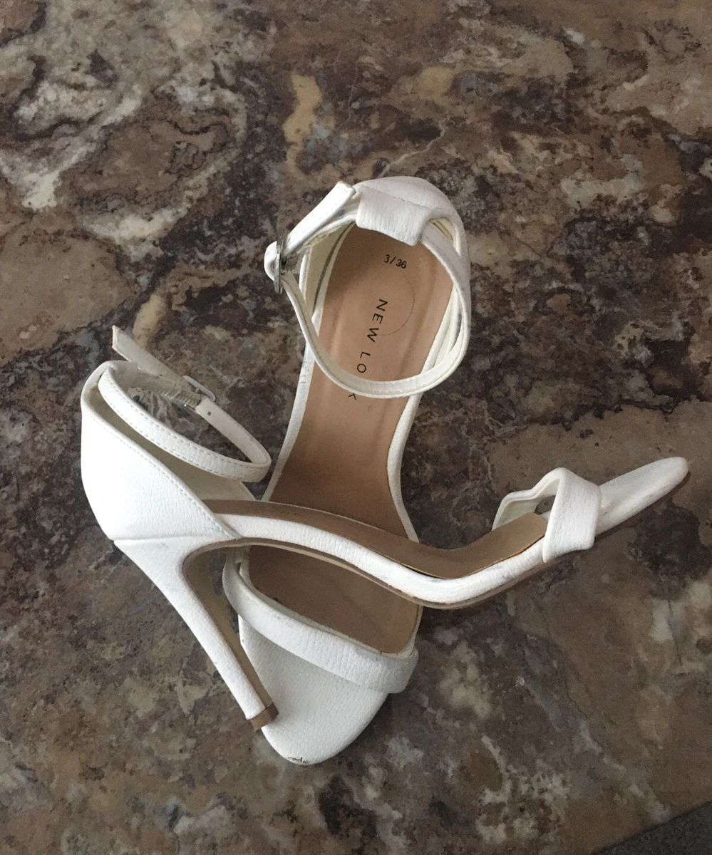 White high cheap heel sandals uk