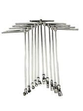 CHIAVI A T DOPPIO SNODO SET 10 PZ  LUNGHE 8  11 10 13 12 15 17 19 MM 1/2   3/8