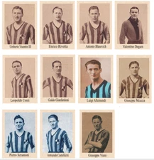 AMBROSIANA INTER 1929-30 - 11 CARDBOARD FIGURINES: Meazza, Gianfardoni, Revolt