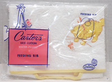 VTG Carter s Waterproof Cotton Baby Feeding Bib Carters Snap NOS Cat Butterfly