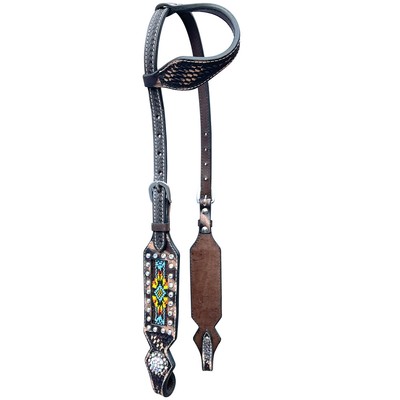 BE Bar H Equine Genuine Western American Leather Horse Premium Headstall &