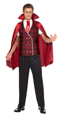 Dracula Medaillon Vampir Kette Vampirkette Karneval Anhänger Kostüm Zubehör