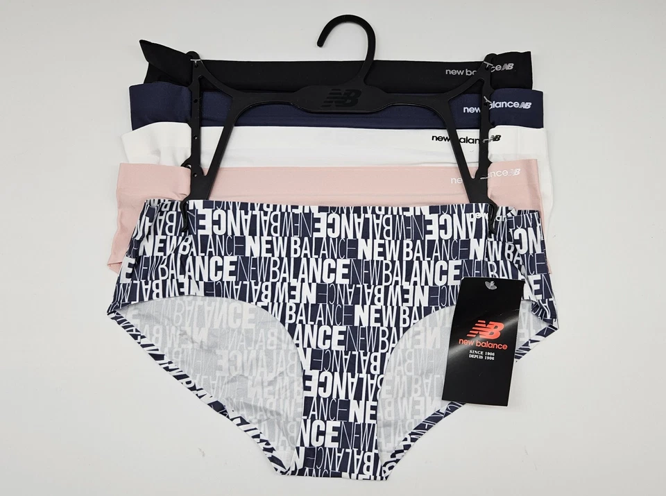 NEW BALANCE 5 Pack Women's S M L XL Soft Logo Panties Black Navy White Beige - Image 2 of 4
