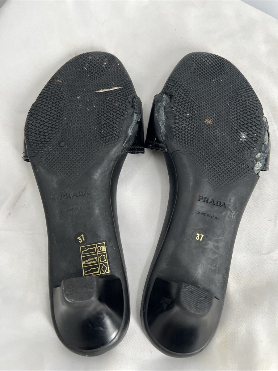 Vintage 1990s Prada Women's Sport Black Kitten Heel Slide Mules