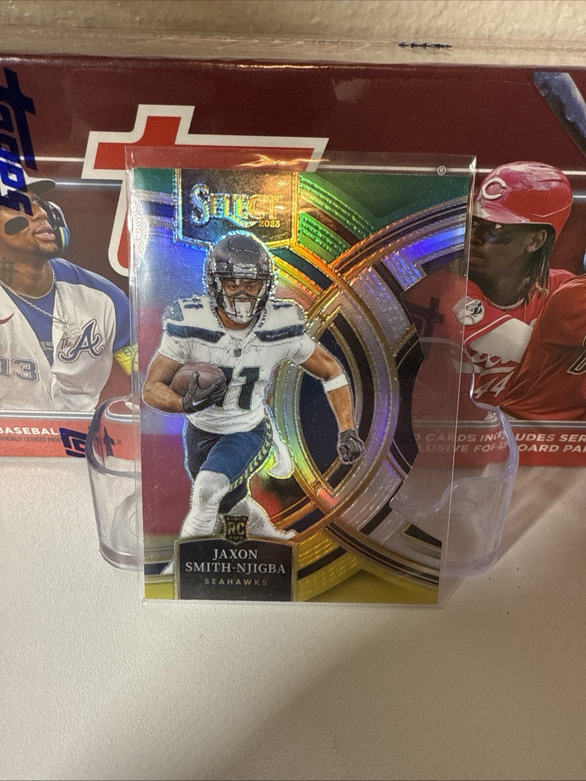 2023 Panini Select Jaxon Smith-Njigba Premier Green & Yellow Die Cut #174 RC