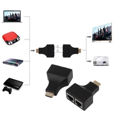 HDMI Extender to Dual RJ45 Over Cat 5e/6 Network Ethernet 4K Adapter HD 1080P US
