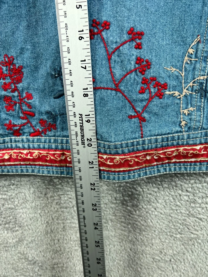 Vintage Stonebridge Womens Small Denim Jackets Embroidered Floral Blue Jean - Image 3 of 4