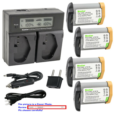 Kastar Fully Decoded LP-E19 Battery LCD Fast Charger for Canon EOS 1D X Mark II