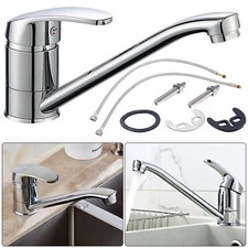 Kitchen Sink Mixer Tap Caravan Monobloc SingleTop Lever Long Swivel Spout Chrome