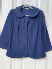CRAZY 8 Girls Pleated fleece Collar Swing Coat 5T Navy Blue Buttons Bow Pockets