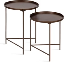 Ulani round Metal Accent Tables, 2 Piece, Bronze