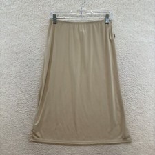 90s Vintage Midi Skirt 8 Medium Tan Beige Slinky Stretch Whimsigoth Fairy Grunge