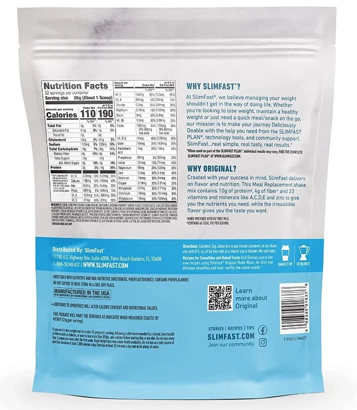 SlimFast 粉质原装富巧克力皇家奶昔混合 10 克蛋白质,52 份 — 第 3/3 张图片