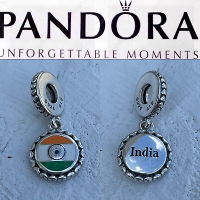 Rare Pandora India Exclusive Country Dangle Round Flag Charm - Main Image
