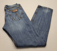 Wrangler Retro Men's Slim Straight Blue Jeans Size 32x36 Actual 32x33.5 