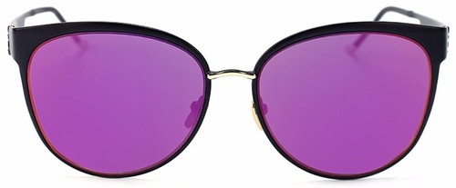 86019 C5 CATEYE FASHION SUNGLASSES METAL GOLD FRAME PURPLE MIRROR LENS - Picture 2 of 3