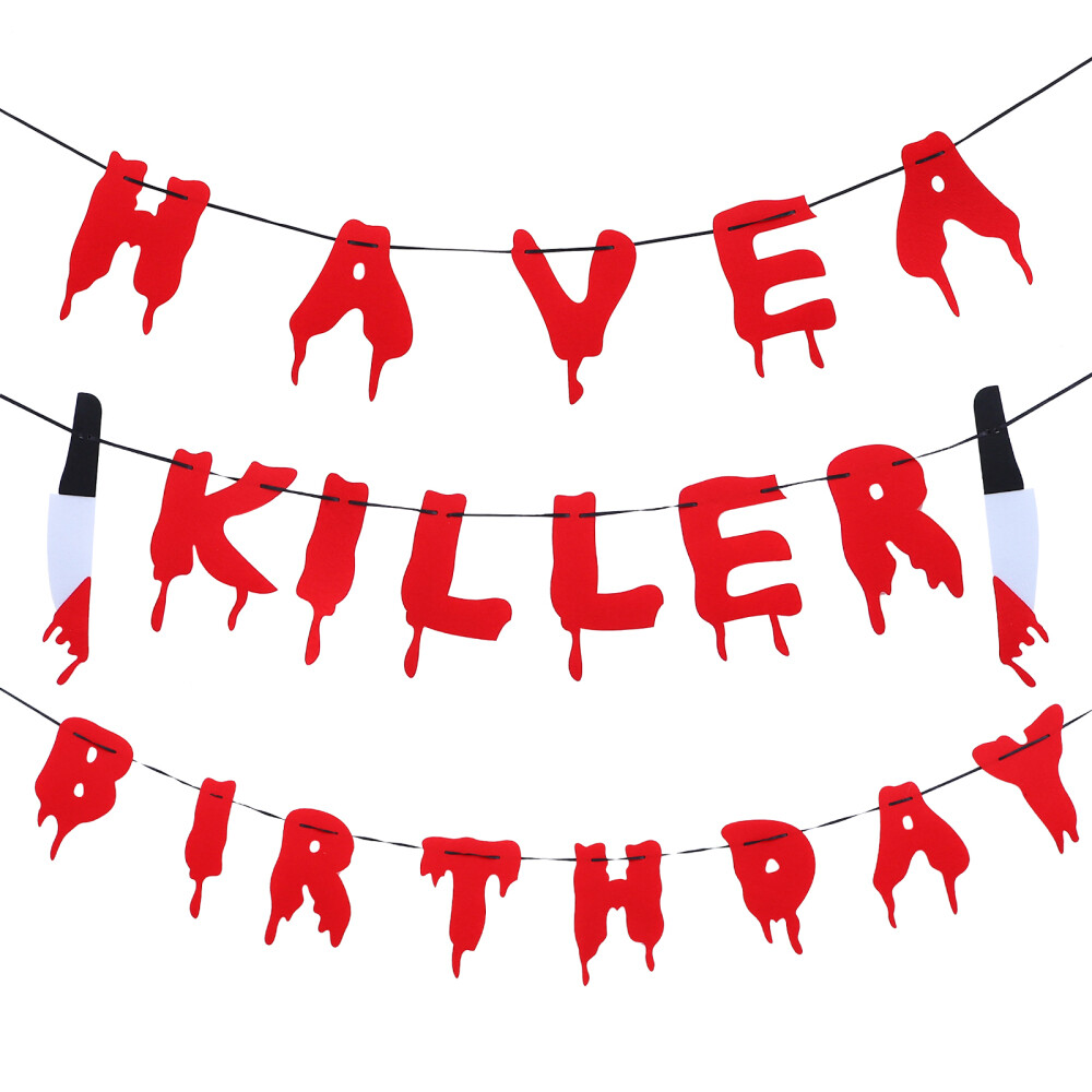 Halloween Bloody Birthday Banner Scary Horror Bloody Birthday Banner