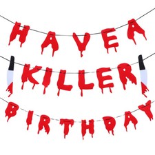 Halloween Bloody Birthday Banner Scary Horror Bloody Birthday Banner