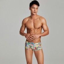 Seobean Mens Swimwear Colorful Swimsuits Swim Boxer Trunks Board Bathing