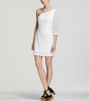 EUC LILLY PULITZER RESORT WHITE DAISY LACE WHITAKER DRESS ONE-SHOULDER 00  $388 | eBay