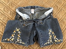 Gymboree Y2K Equestrian Club Size 7  Floral Emb Cuff Denim Jean Vintage 2007