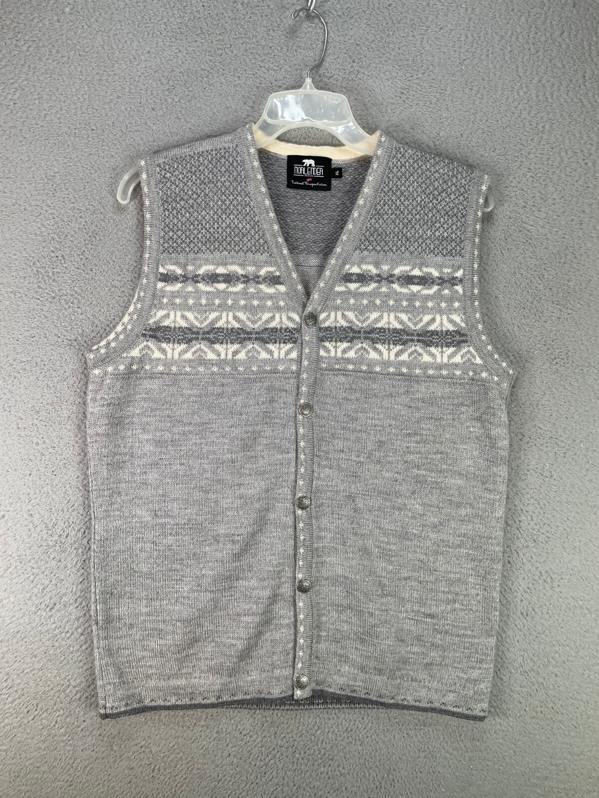 NORLENDER Chaleco Mujer Extra Grande Gris Lana Noruego Nórdico Hada Celta