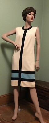 Vintage 1960’s “Yves￼ Saint Laurent Mondrian” Style Wool Shift ￼Dress RARE 