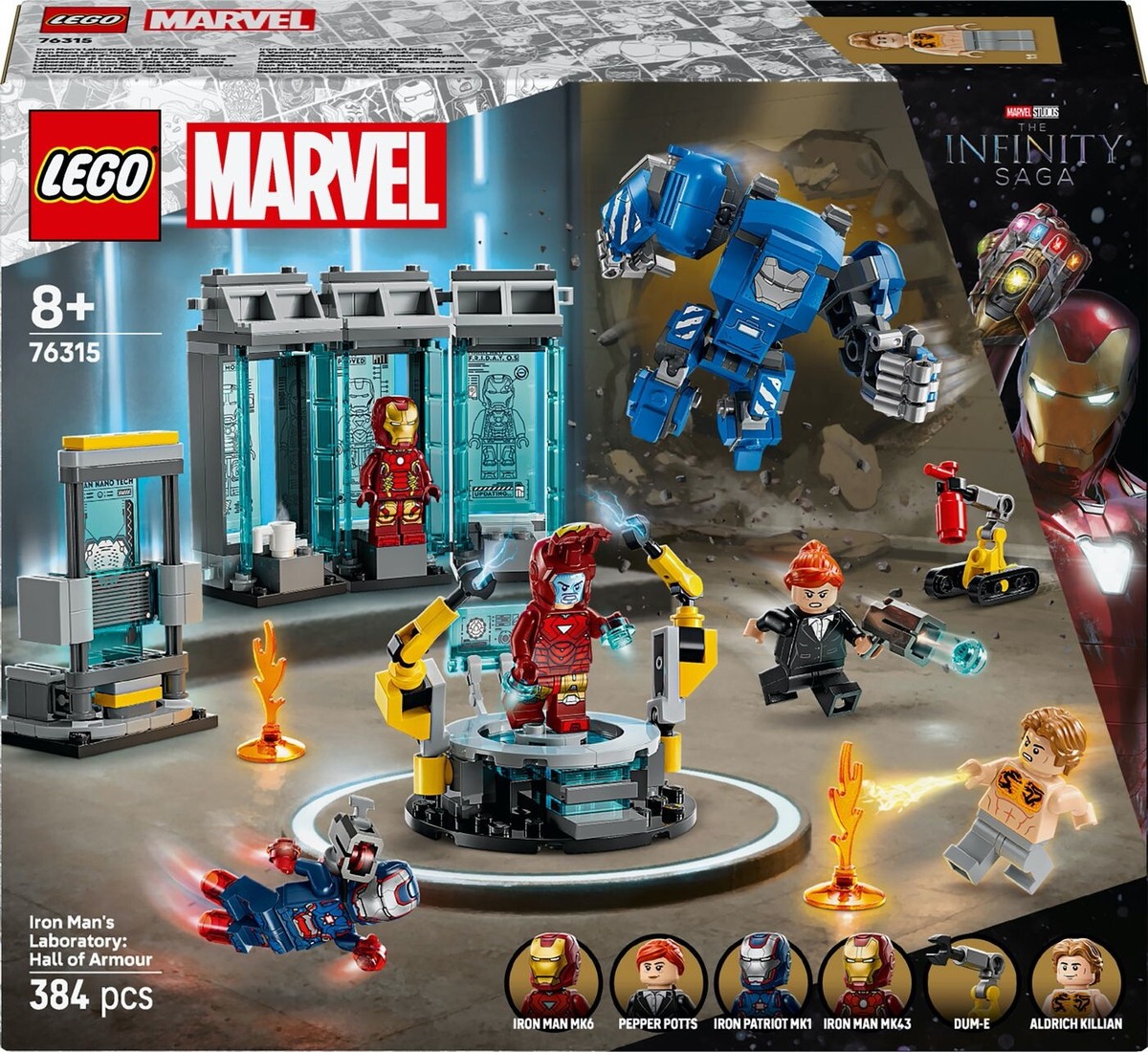 LEGO Marvel Iron Man's Hall of Armor 76315 Toy Building Kit 384