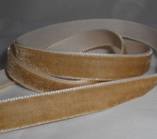 TAN light brown VELVET ribbon 3 YD LOT  3/8" wide Vintage look quality woven