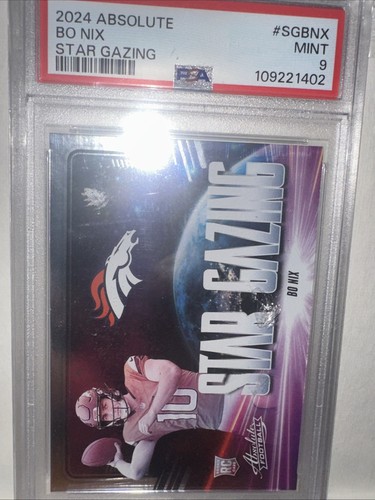 Bo Nix - 2024 Panini Absolute - Silver Star Gazing #SG-BNX (RC) PSA 9