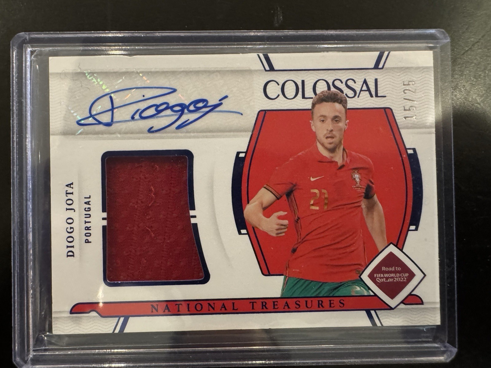 2022 Panini National Treasures World Cup Colossal Material Auto Diogo Jota /25 view 1