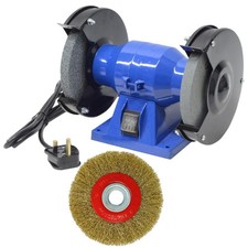 Electric Bench Grinder 150mm 230v 150W Twin Wheel + 6" Rust Removing Wire Brush
