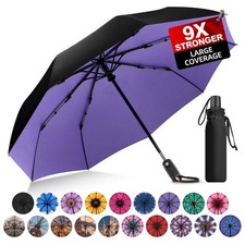 Trenovo Strongest Windproof Travel Umbrella - 42 IN Double Canopy, Purple
