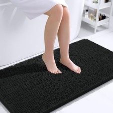 Bathroom Rugs 44x24, Extra Soft Absorbent Chenille Bath Rugs, 44" x 24" Black