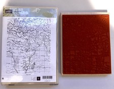 Stampin Up WORLD MAP 130345 Travel Background Rubber Stamp Large