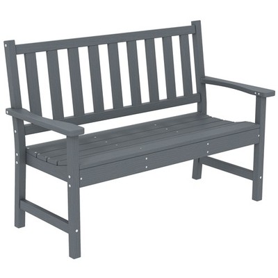 Outsunny 2-Sitzer-Gartenbank aus Kunststoff, Garten-Terrassenmöbel, grau