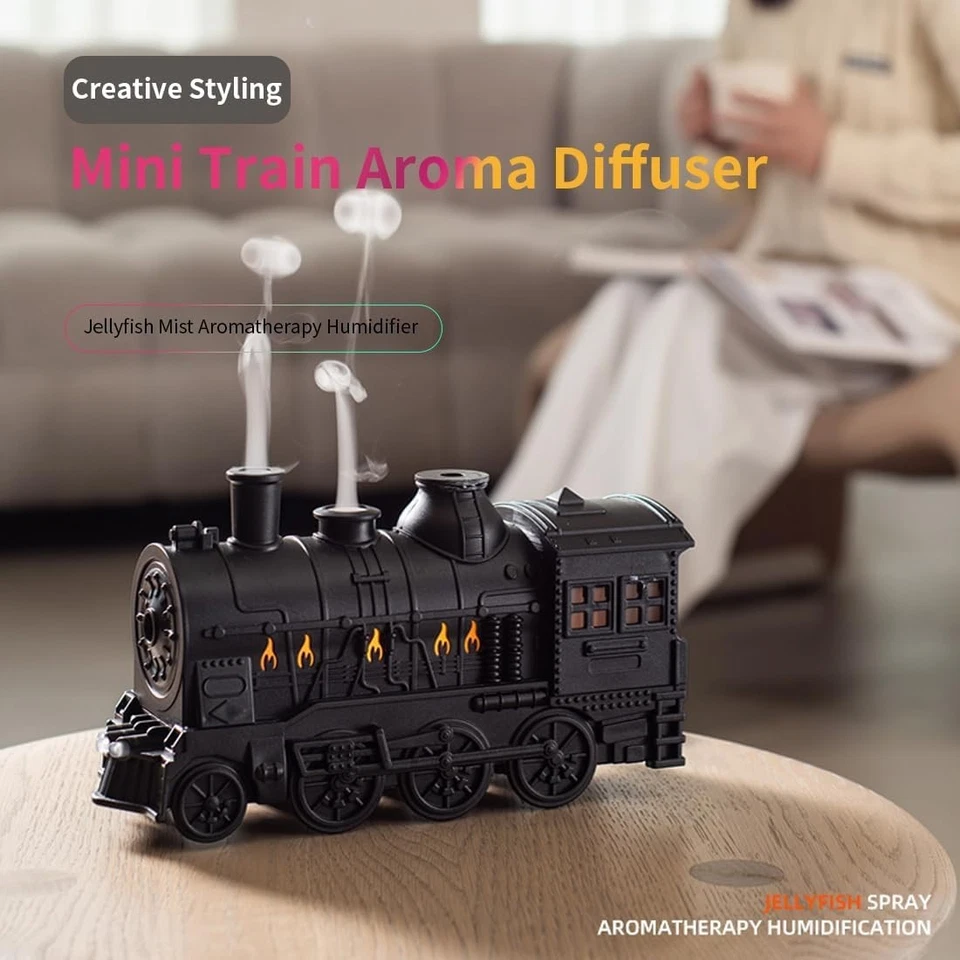 Retro train aroma humidifier with dual-color LED light,Christmas decoration gift - Image 3 of 4