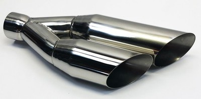 Exhaust Tip 2.50  Inlet 3.50  Dual Outlet 18.00 WDSW350018-250-SS 304 Stainless