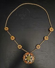 Beautiful BOHO Flower Reversable Wood Necklace