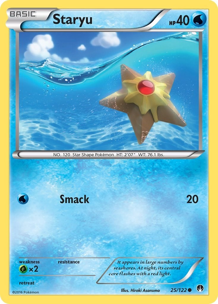 Staryu BKP - 25/122 - Near Mint - Reverse Holofoil - Common - Pokemon -EN