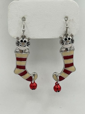 Christmas Stockings And Kitten Cat Jingle Bells Pierced