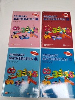 (4) Primary Mathematic Textbooks: 3A, 3B, 4A, 4B by Singapore Math Inc. 2014 PB