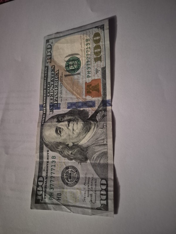 2017A $100 Bill Fancy Serial Number Near Solid Lucky 7s 5-In-A-Row Rare Trinary