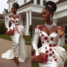 Mermaid Wedding Dresses With Overskirt Train Off Shoulder Silk Satin Flower Gown