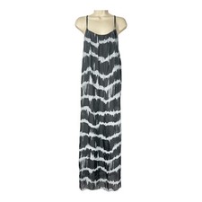 Gigi Moda Silk Midi Dress O/S Gray Tie Dye Sleeveless Oversized Flowy Coastal