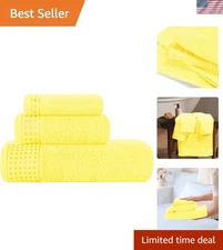 Eco-Friendly 3 Pack Towel Set - Cotton Bath, Hand & Wash Cloth - Soft Luxury