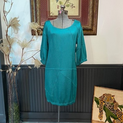 Thakoon Teal Bubble Hem Patchwork Textured Pull On Dress - Sz 2   