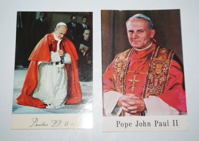 1979 Pope Paul VI Pope John Paul II Trading Devotional Holy Cards Lot of 2