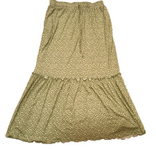 Maxi Skirt Womens XL Green Floral Indie Country Prairie Boho Cottagecore Tiered