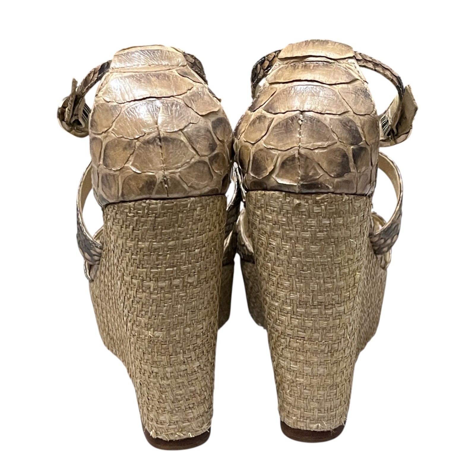 Alexandre Birman Python Wedge Sandals 7.5 Raffia … - image 8